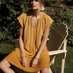 Anthropology Saturday Sunday Mustard Short Sleeve Tunic Dress Size M